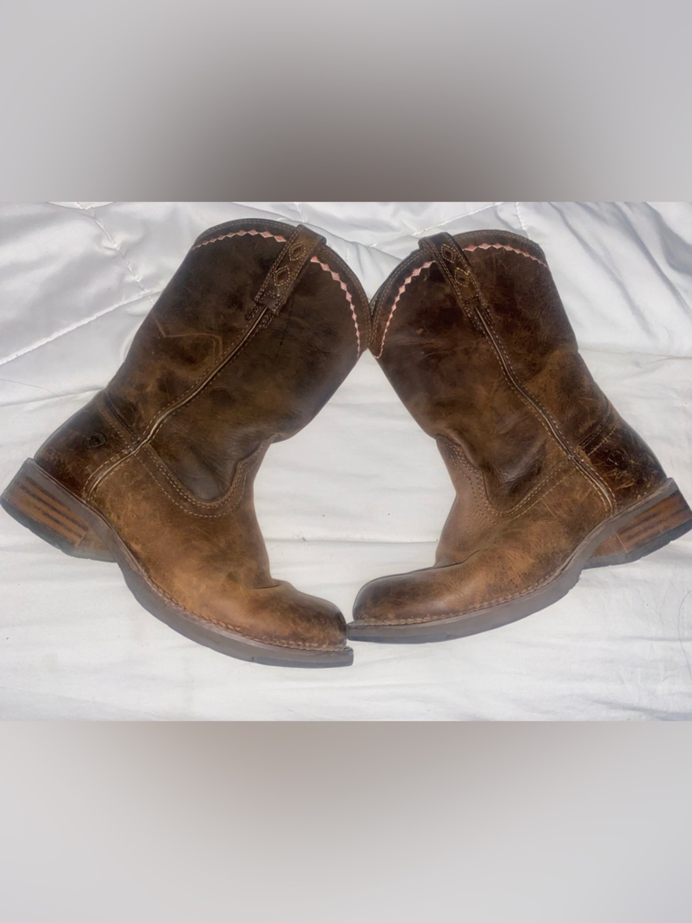 Ariat Brown Leather Work Boots with Tan Interior